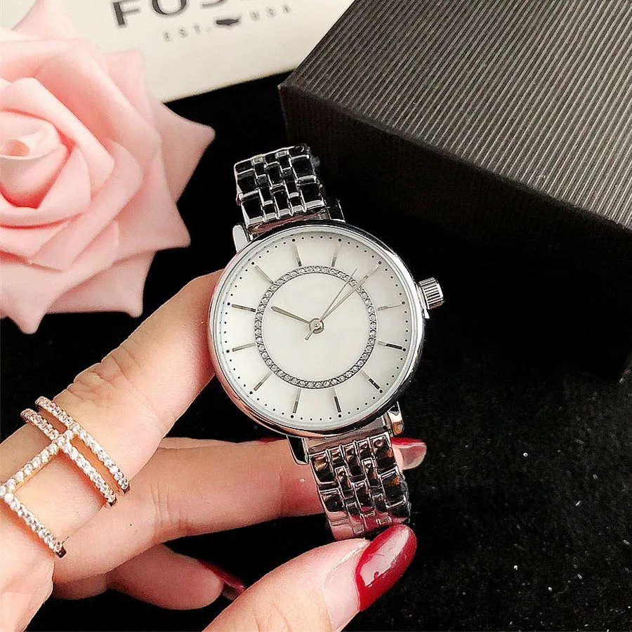 브랜드 시계 여성 소녀 스타일 금속 강철 밴드 쿼츠 손목 시계 FO18