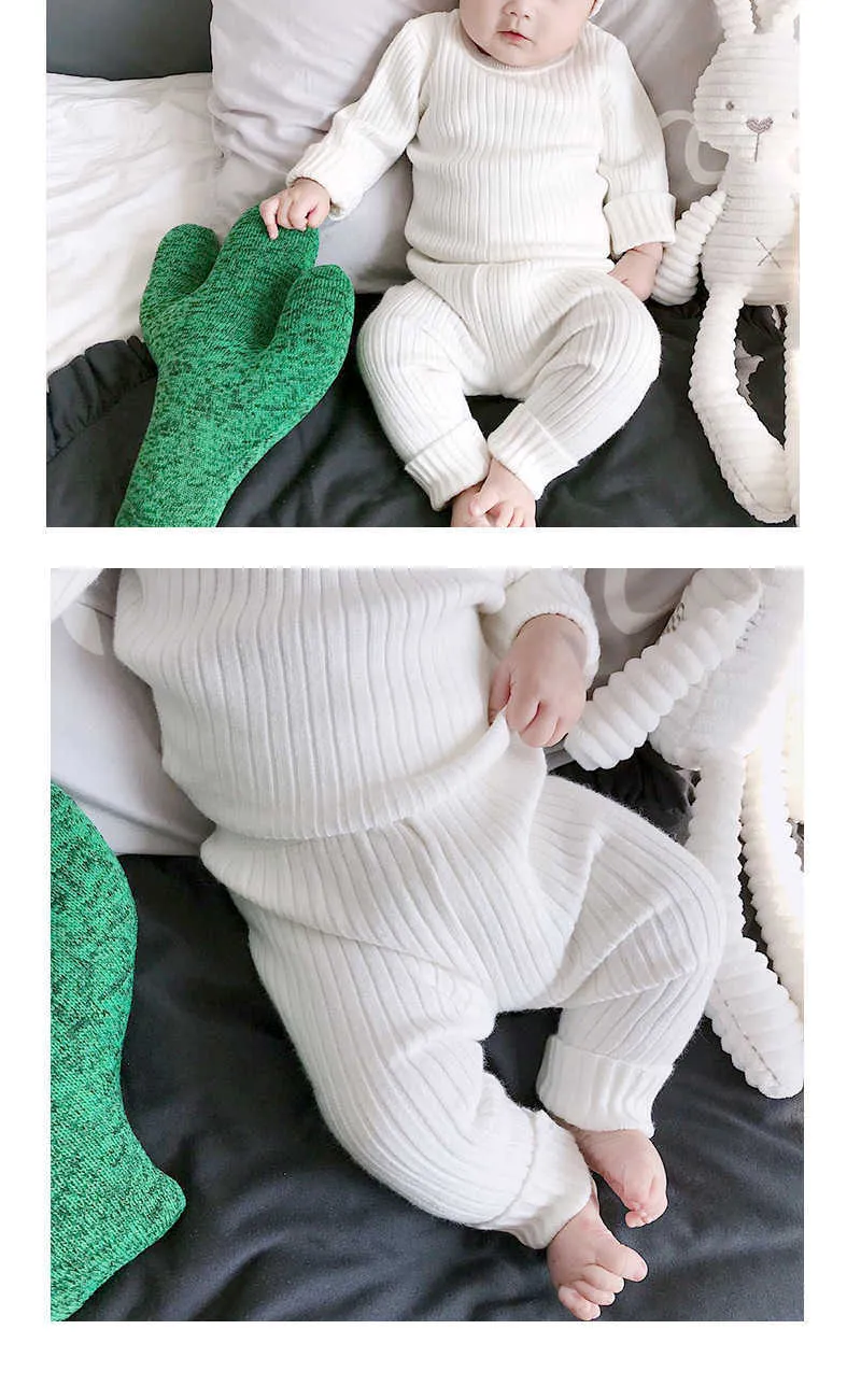 Детский свитер костюм детский теплый двухсективный детский вязаный свитер младенческая шерсть одежда из двух частей набор есть шляпа 210701