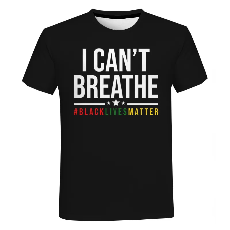 Black Lives Matter 3D Print T 셔츠 남성 여성 패션 캐주얼 스트리트웨어 Tshirt Unisex I Breathe George Floyd T 셔츠 T200614