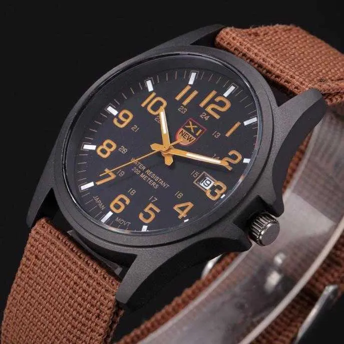 Relojes de alta calidad para hombre, estilo deportivo al aire libre, fecha, Reloj de pulsera de acero de cuarzo analógico oliva para Hombre, Reloj de regalo para Hombre H1012266m