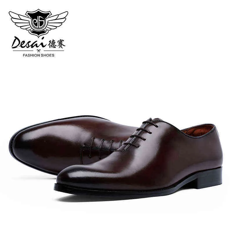 Chaussures habillées DESAI Oxford pour hommes d'affaires formelles à lacets en cuir pleine fleur minimaliste pour hommes 220223