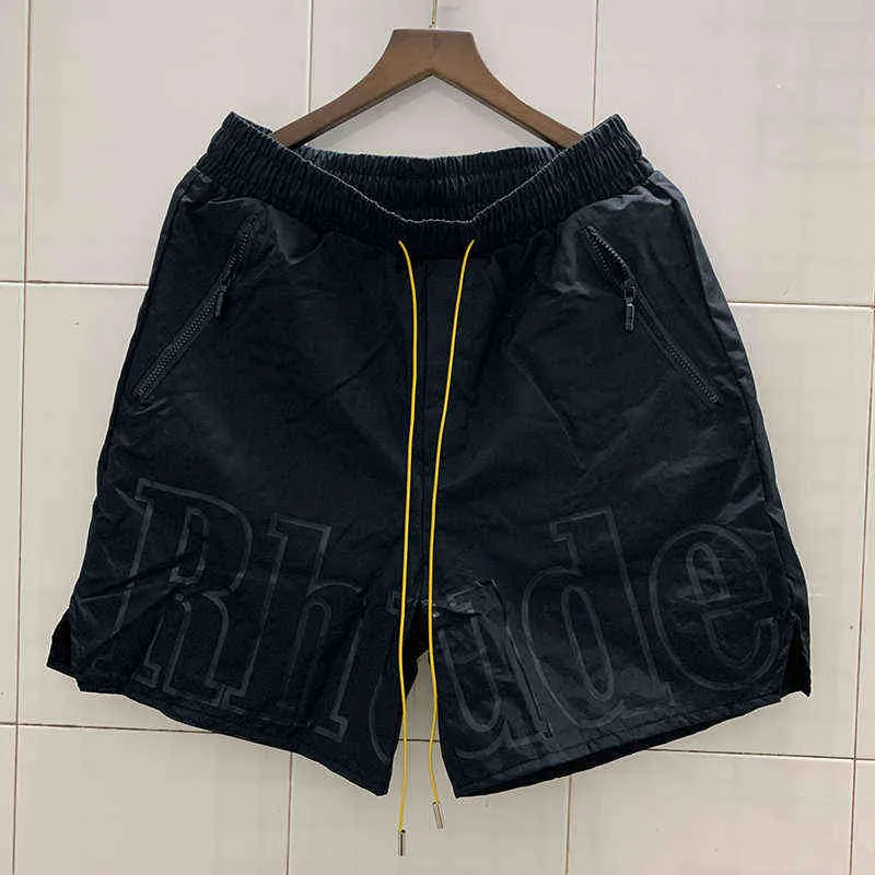 New Rhude Shorts Homens Mulheres 1: 1 Alta Qualidade Rhude Calças Curtas do Joelho Comprimento do Joelho Hip Hop Shorts Oversized Real Foto H1206