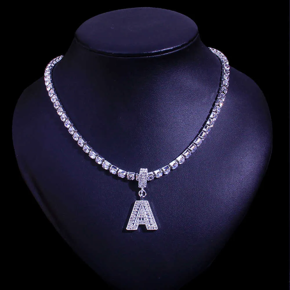 Stonefans 26 letras colar alfabeto gargantilha para mulheres charme strass simples colar de cristal pingentes peça de instrução chain2310