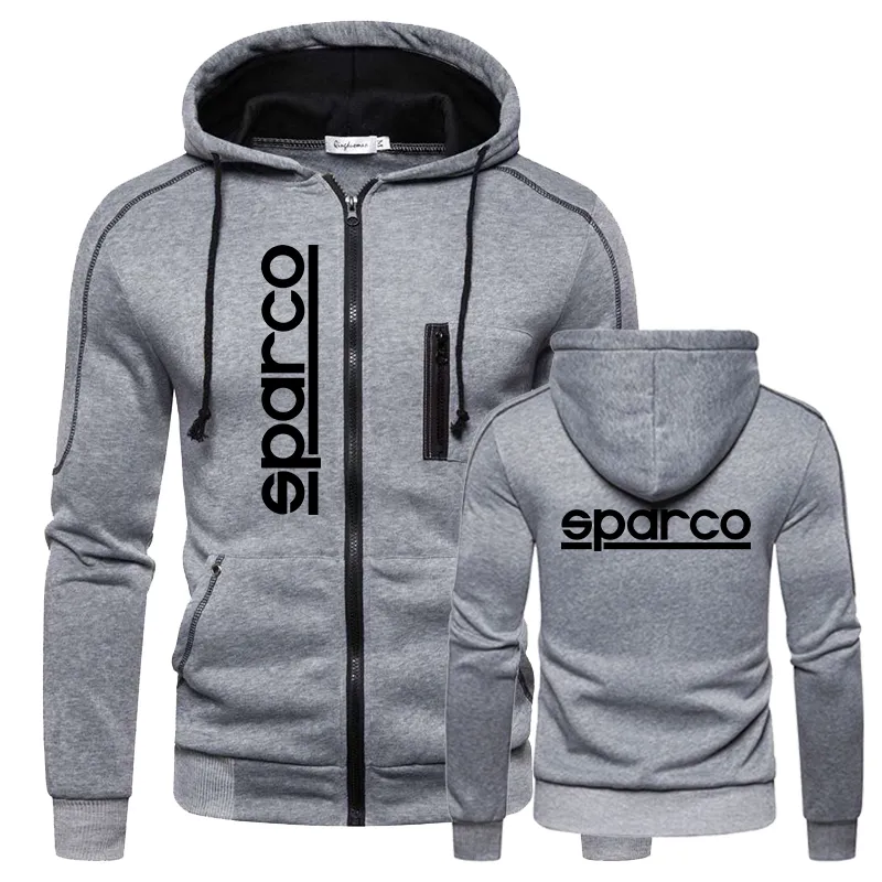 Heren Sparco Print Hoodie Bovenkleding Sport Rits Hoodies Multi-zip Slanke Capuchon Casual Sweatshirts met Lange Mouwen 220215