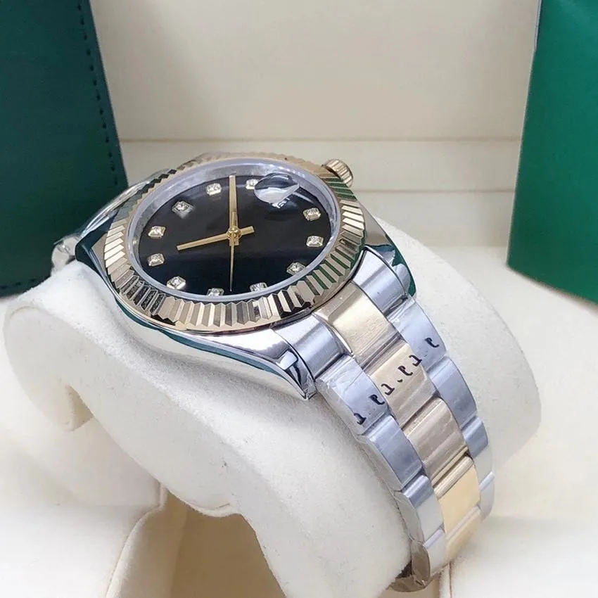 часы 41 мм автоматические механические мужские часы в оправе с бриллиантами цифровой диск модные наручные часы Wristwatchces251n