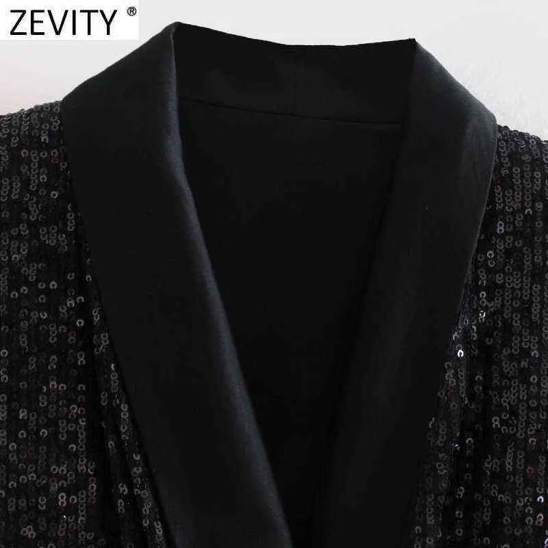 Zevity Nya Kvinnor Elegant Patcdhwork Lace Up Sequined Slim Mini Dress Office Lady Chic Långärmad Kimono Party Vestidos DS9209 Y1204