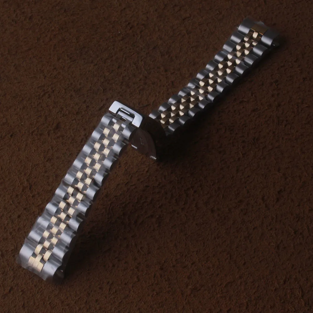 316L Edelstahl mit 18 Karat Gold Uhrenarmbänder Armband für Rol Watch Date-just 126334 Teile Zubehör Riemen 13 17 19 20 mm