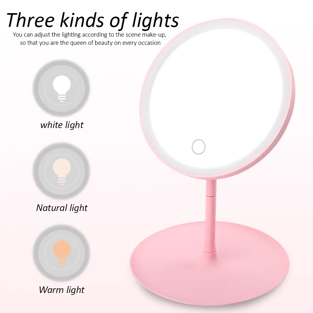 Maquillage avec gradateur LED 3 outils de beauté tactiles réglables en couleur pour Po Fill Light Coiffeuse Miroir USB