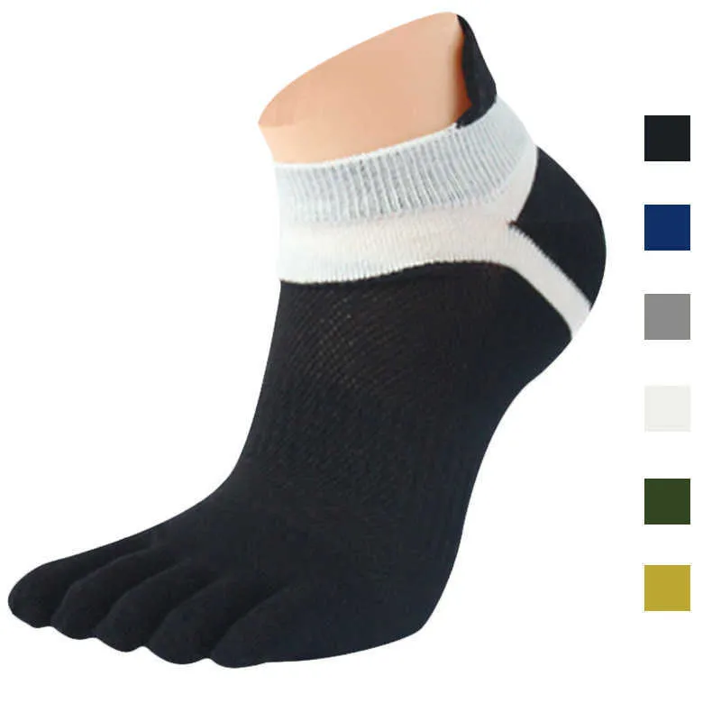 1 paio di calzini comodi da uomo in rete Meias Sport calzini con cinque dita casual deodorante antibatterico calzino in cotone solido X0710