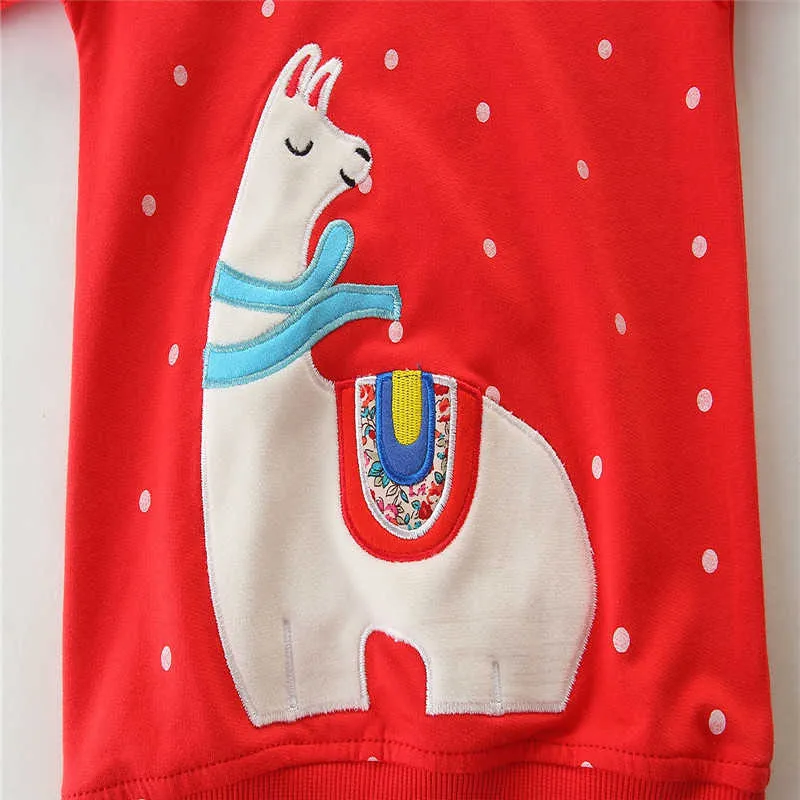 Hoppmätare Höst Sweatshirts Baby Girls Brand Clothes Stripe Rainbow Applique Toddler Girl Outfits 210529