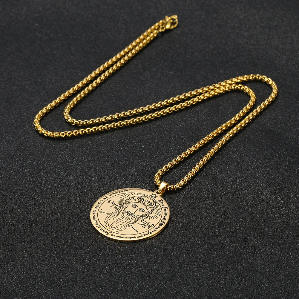 10 pièces/ensemble le premier Pentacle du soleil clé de salomon chaîne collier amulette Viking juif en acier inoxydable couleur or longs colliers hommes