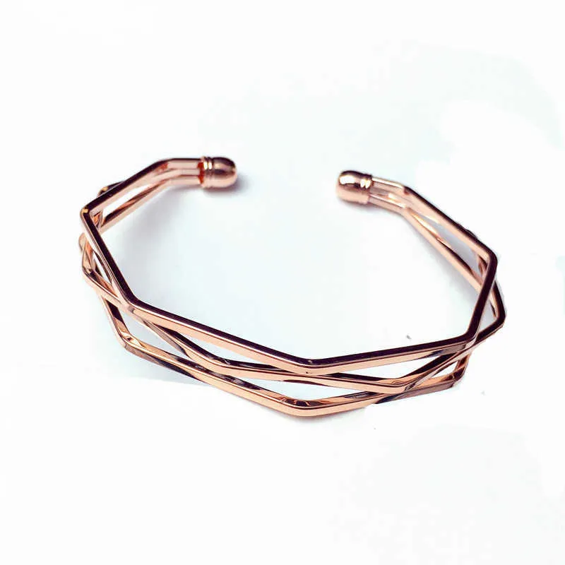 Copper Geometry Stereo Polygon Bracelet Female Fashion Ladies Bangle Bracelets Sell Like Hot Cakes Q0722