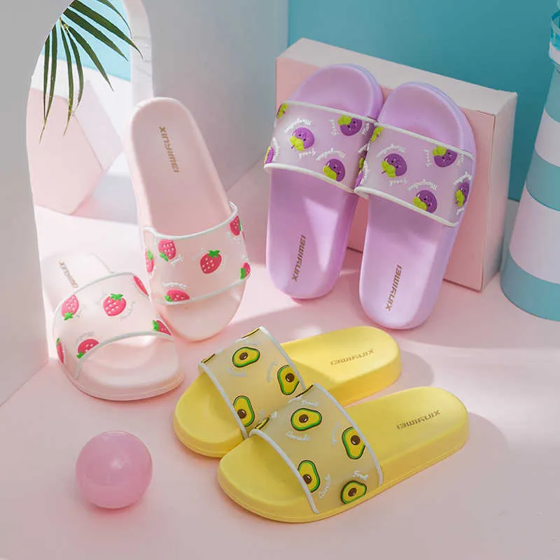 Parent-child Cute Kids Slippers Fruit Pear Strawberry Grape Pineapple Children Baby Home Boys Girls Parent Shoes 210712