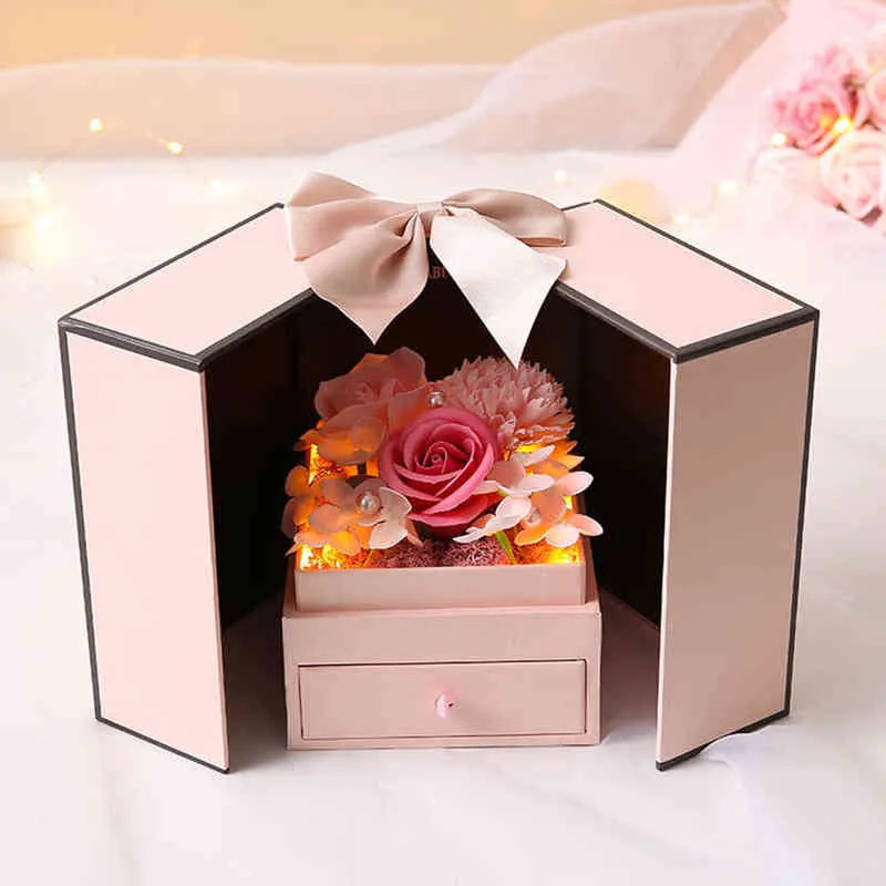 Caja de regalo con cajón Día de San Valentín Chica Cumpleaños Regalos de Navidad Jabón romántico Flor Joyas Cajas de embalaje Recuerdos de boda H1231