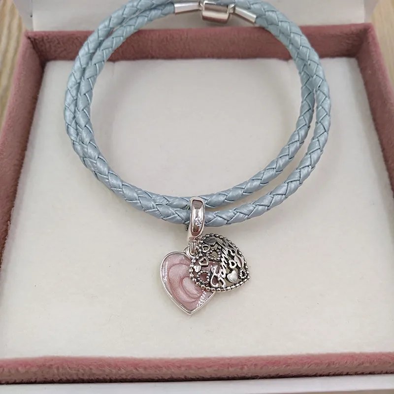 Подвески для ювелирных изделий Комплект Любовь делает семью Pandora серебряные бисеры влюбленные браслеты женские мужчины браслеты цепные бусины кулон ожерелье отца подарок на день рождения 796459en28