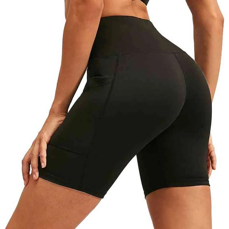 Pantalons chauds de yoga taille haute pour femmes avec poche Entraînement de course Serré Séchage rapide Stretch Fitness Pantalons courts chauds KUYUG1 Y220311