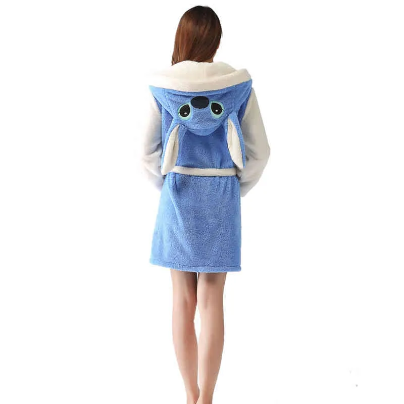 Punto blu Accappatoio Con Cappuccio Donna Accappatoio Cartoon Homewear Animale Caldo Flanella Vestaglia Morbidi Vestaglie Indumenti Da Notte Kigurumi