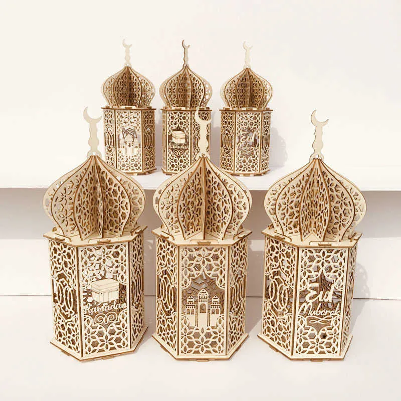 Décorations du Ramadan avec lumières LED lanterne EID Mubarak décor pour la maison Islam musulman événement fête fournitures artisanat cadeau 2106101280752