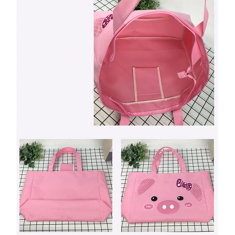 Śliczna świnia duża książka szkolna torba do pakowania Canva Pink Studen Hand Bagsdeerny Mother Travel Shopping Torby 501438CM2078616