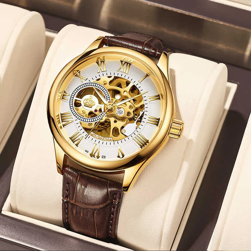 MGorkina Mechanical Watch Men Automatyczny steampunk Mens szkielet es czarny przezroczysty zabytkowe sportowe zegarek na rękę 210707305D