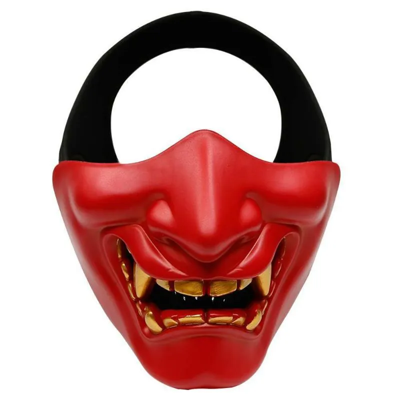 Masques de fête Halloween Costume Cosplay demi-visage mal démon Grimace Kabuki samouraï Prajna Hannya Oni masque tactique 248C