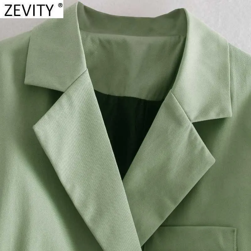 Zevity Women Vintage Långärmad Solid Short Slim Blazer Coat Kvinna High Street One Button OuterWear Chic Crop Tops CT719 211006