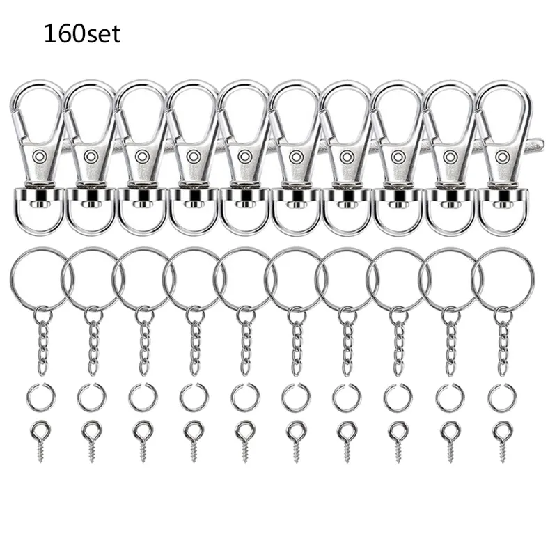 Silver Color Swivel Snap Hook Key with Chain and Jump Rings for Keychain Lanyard DIY Jewelry