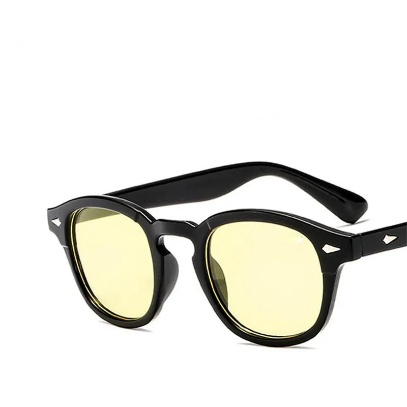 Gafas de sol Hombres de acetato redondo Pequeños gafas solares Vintage Mujeres Retro Johnny Lentes de Sol Hombre Camoryewsunglasses285o