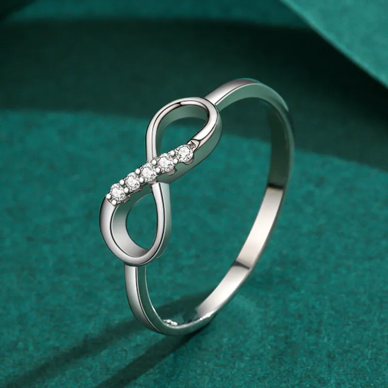 Кольцо из стерлингового серебра 925 пробы Infinity Forever Love Knot Promise Anniversary Кольца с искусственным бриллиантом CZ для женщин317N