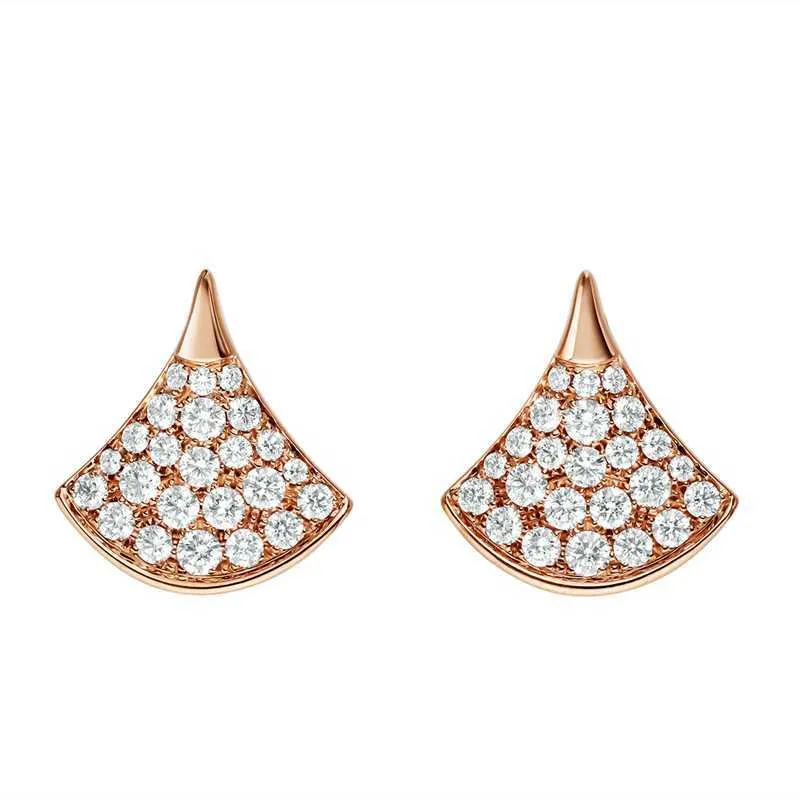 925 Sterling Silver MotherofPearl Fan Earrings Ladies Diamond Studded Casual Highend Fashion Märke Personlighetsmycken 2110138552675