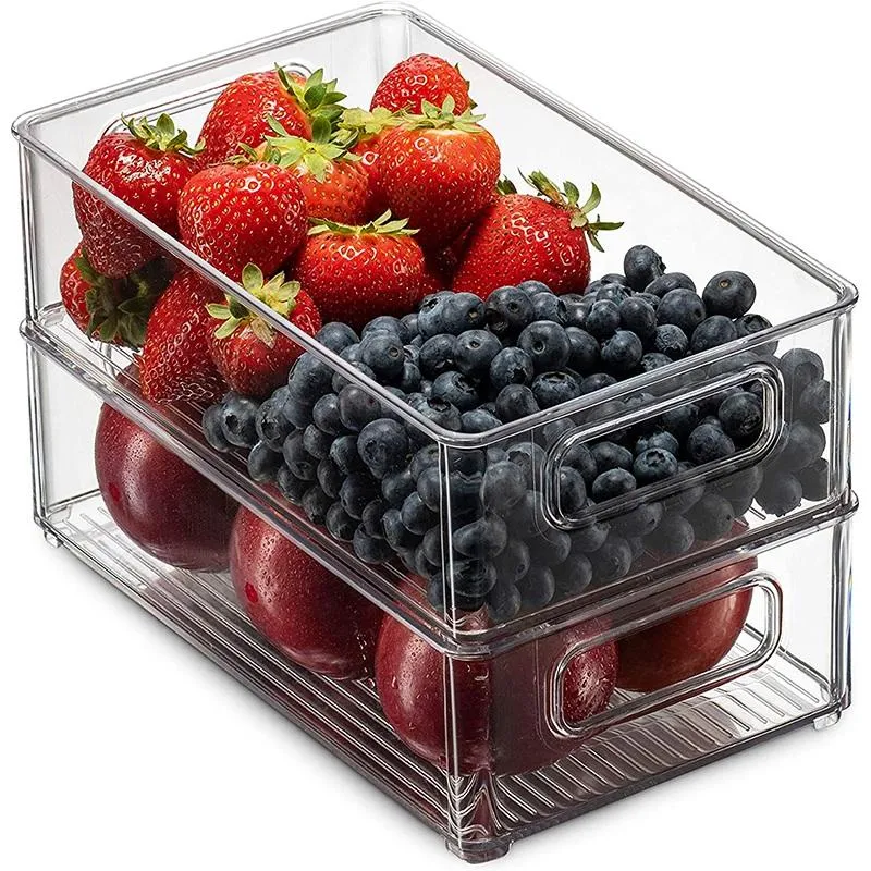 AFBC – bacs de rangement pour réfrigérateur de garde-manger, paquet de 4, pour la cuisine et les armoires, bacs empilables avec poignées 209h