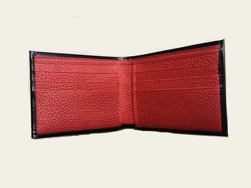 69-009-1 Design Men Wallets Leather Money Bags ID Kaarthouder Wallet 6-8 Slots Zwart en Red Real Leather Cabinet2416