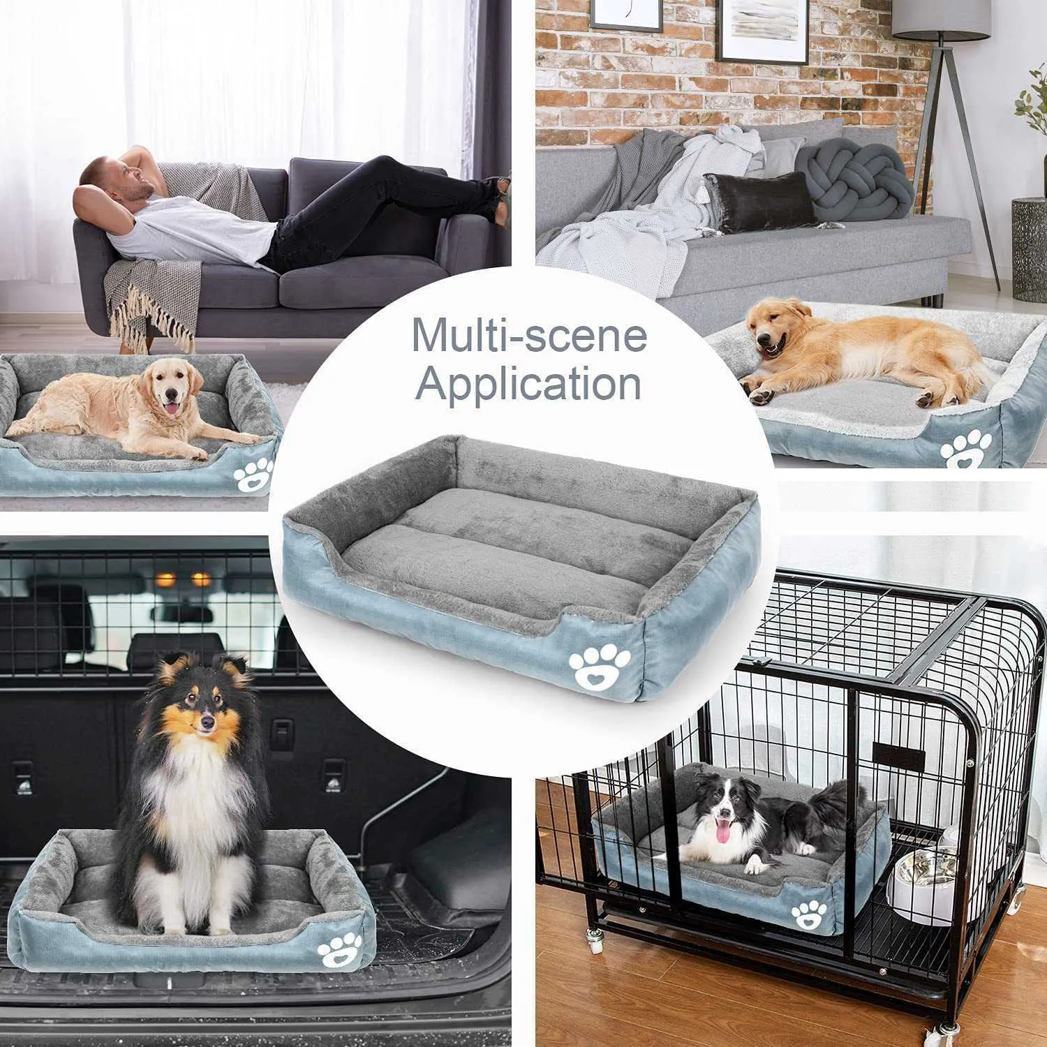 XXL Pet Dog Bed Soffa Mjuk tvättbar korg Autumn Winter Warm Plush Pad Waterproof Beds For Large S 211021330M