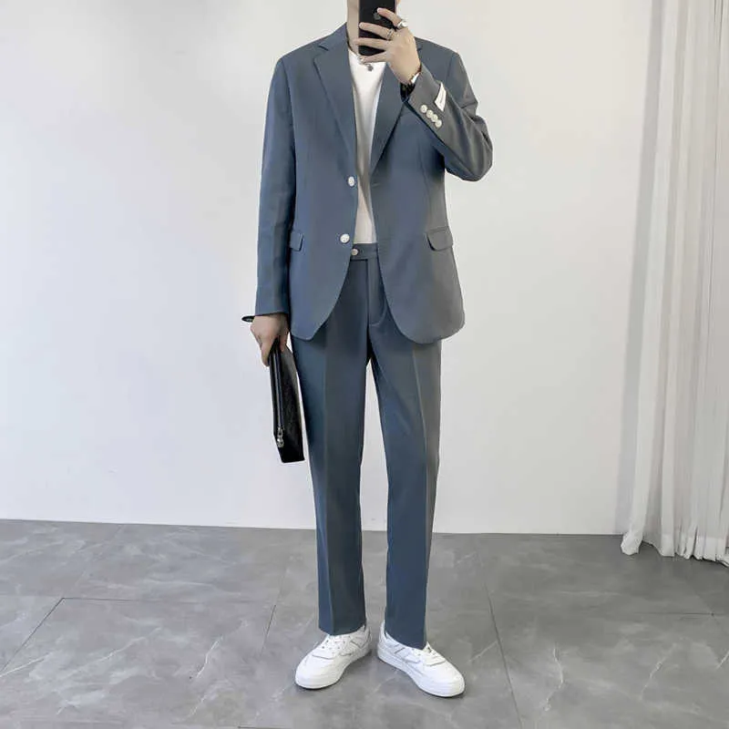 Garnitury ślubne dla mężczyzn 2 sztuk Zestaw Business Casual Social Garnitur Mężczyźni Groom Tuxedos Męskie Odzież Blazers Spodnie Kostium Homme 210527