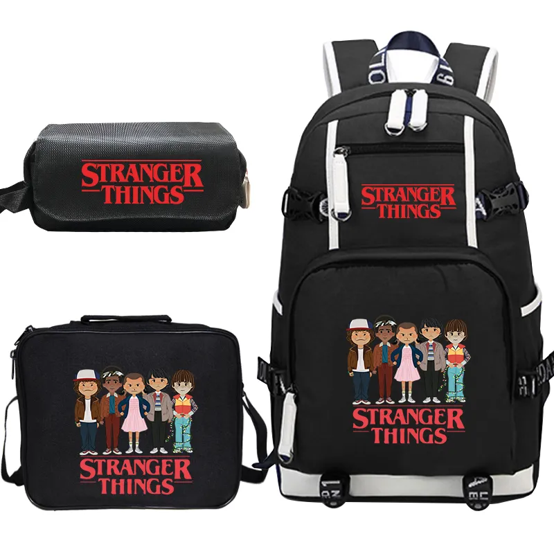 Fremde Things Canvas Backpack Set School Taschen für Mädchen Jungen College -Studenten Reisen Rucksack Teenage Laptop Travel Rucksacks6507655
