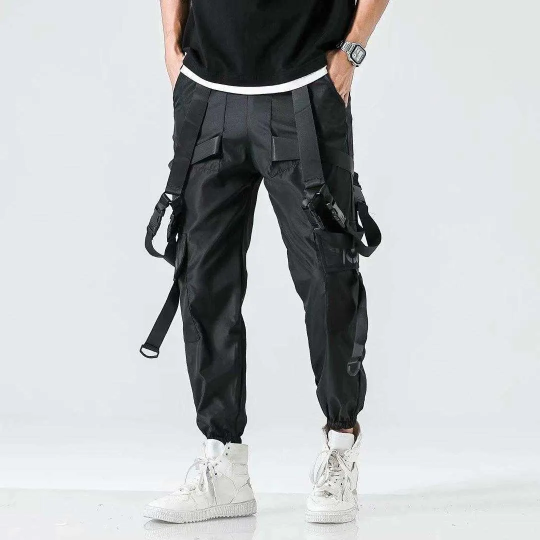 Pantalon cargo noir hip hop hommes streetwear coton joggers pantalons de survêtement décontracté sarouel été harajuku pantalons hommes 2021 Y0927