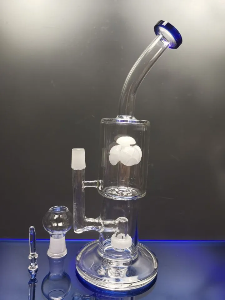 Pipes à eau en verre bong taille du joint 14.4mm plates-formes pétrolières de recycleur de perclateur avec dôme de clou en verre