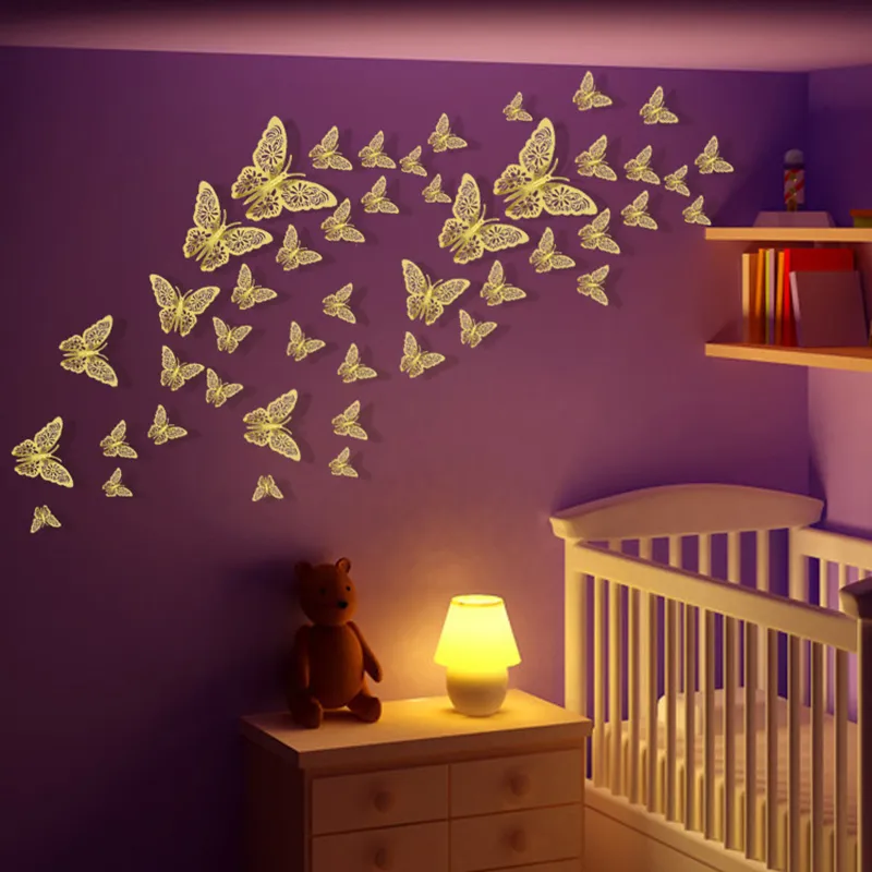 3d içi boş kelebek duvar çıkartması dekorasyon kelebekleri çıkartmalar diy ev çıkarılabilir duvar dekorasyon partisi düğün çocuk oda penceresi