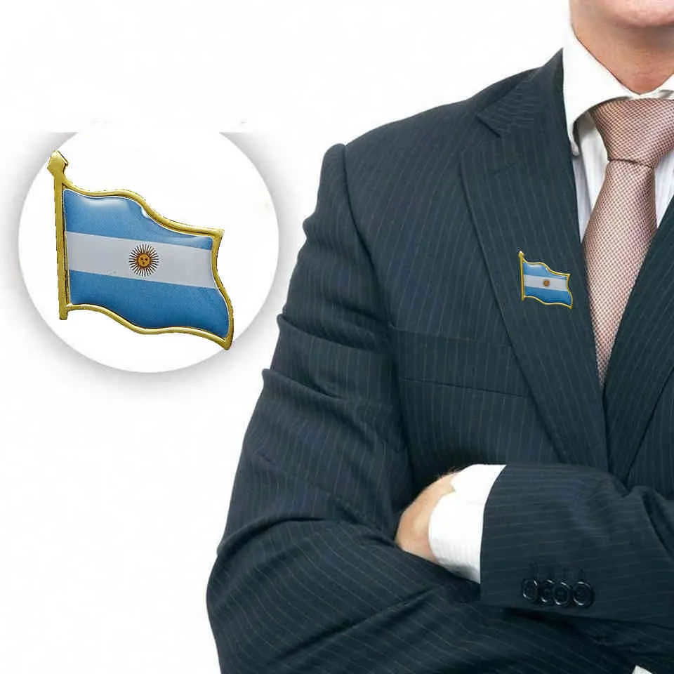 Argentine Pays Bâton Broche Agitant Chapeau Cravate Tack Amitié Épinglette