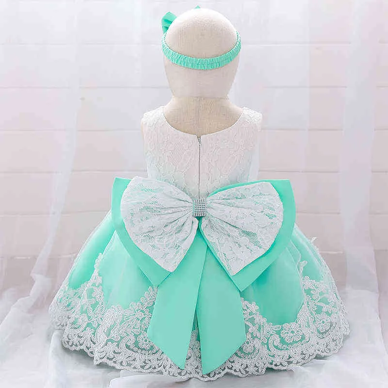 Baby Girl Big Bow Lace Tulle Christening Princess Toddler Birthday Party Ball Gown Dress Newborn Children Baptism 1 Year G1129