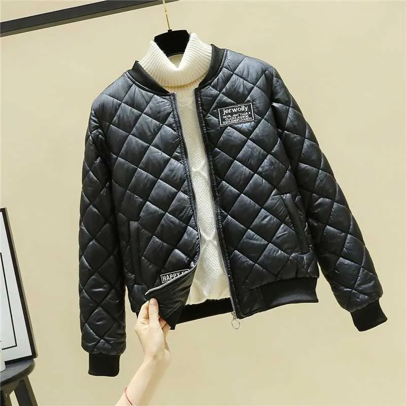 Bella Philoosphy Spring Rhombus Pattern Jacket Women Parkas Lady Short Bomber Jackets Female Casual Outwear Shearling Coats 211013