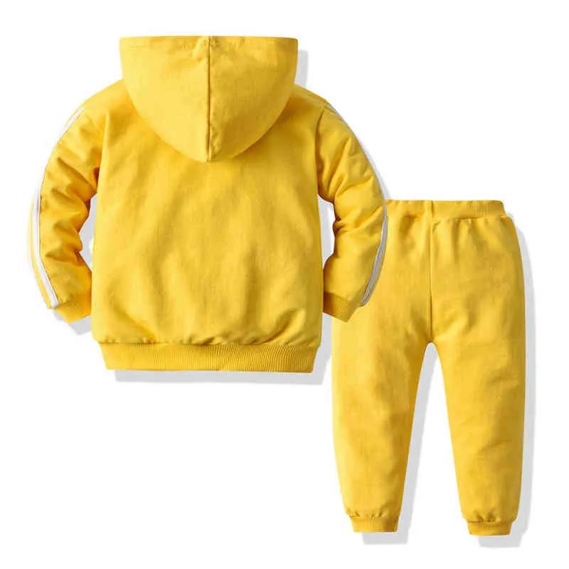 Tem doger Spring Autumn Children Clothes Set kids Zipper Hooded Tracksuits Toddler Coat+Pant Suits Little Child Sports Wear 220118