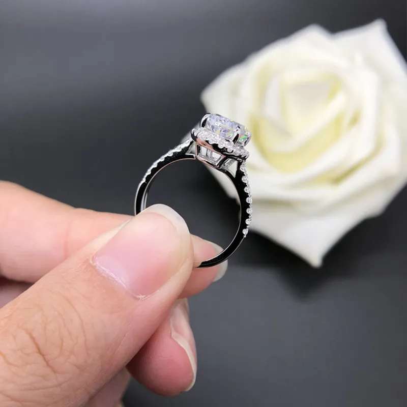 2 anelli di fidanzamento con diamante a taglio ovale Moissanite, fedi nuziali in argento sterling massiccio, gioielli da sposa, scatola inclusa