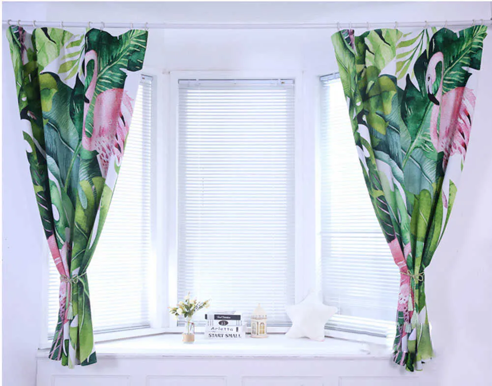 Rideaux Meijuner Nordic Tropical Impression numérique Rideau de fenêtre Rideau occultant Polyester Plante verte Drapé pour chambre EL 210712