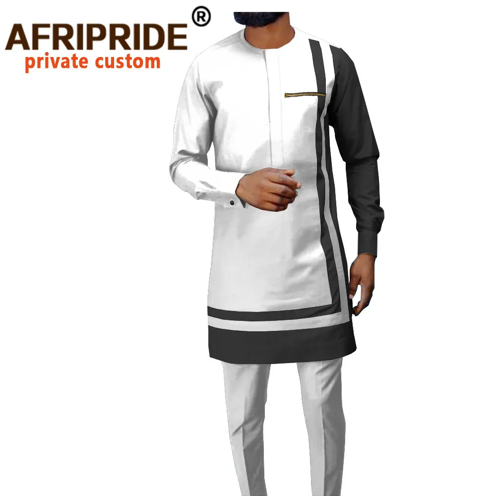 Afrikanska män traditionella kläder set Dashiki kappor Ankara byxor 2 delar set långärmad Plus storlek träningsoverall outfits A030 201128