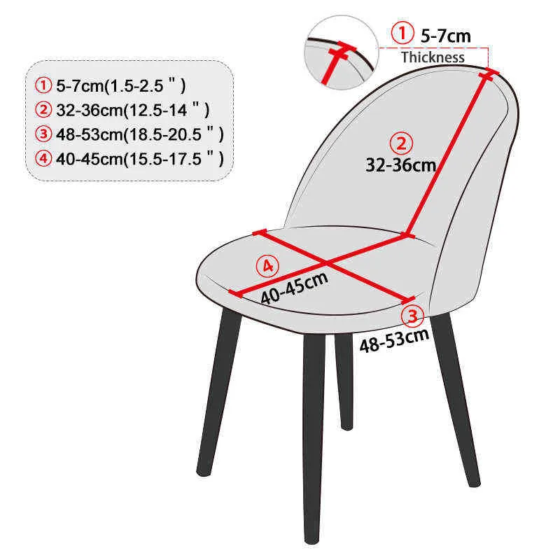 Solidne kolory Krótkie tyle zakrzywione oparcie krzesło pokrywa duża elastyczna stretch poduszka siedzenie miękkie tkaniny do domu EL 211207