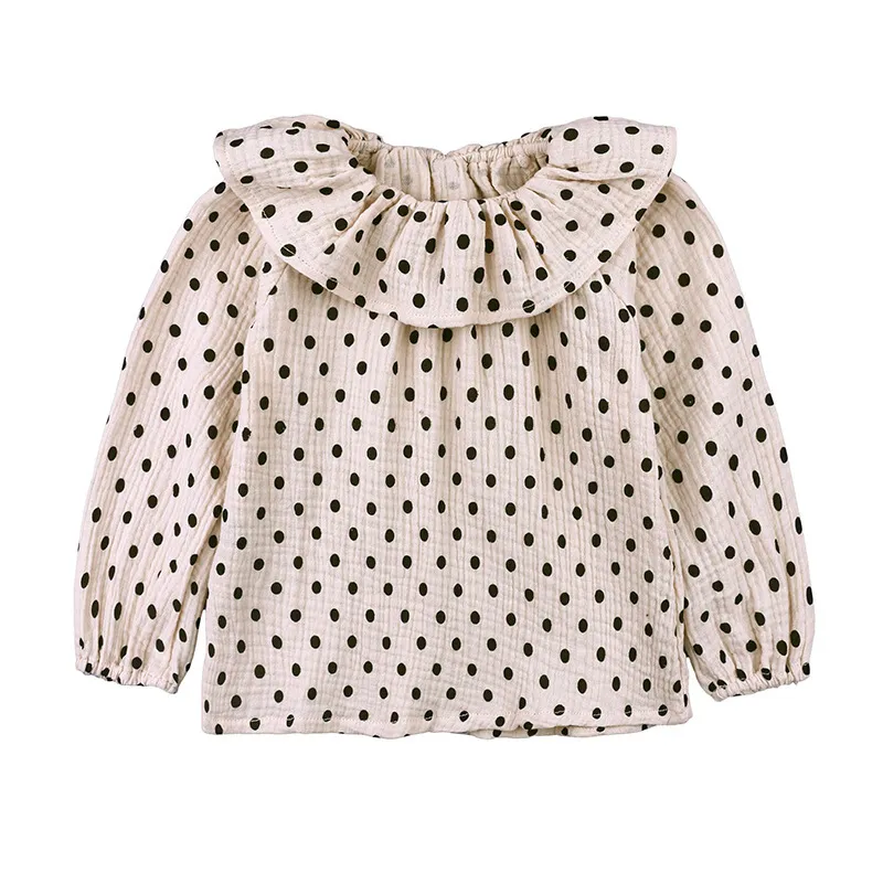 New Dotted Girls T-shirts mignons Vêtements pour enfants Tops en coton T-shirts pour tout-petits 210413