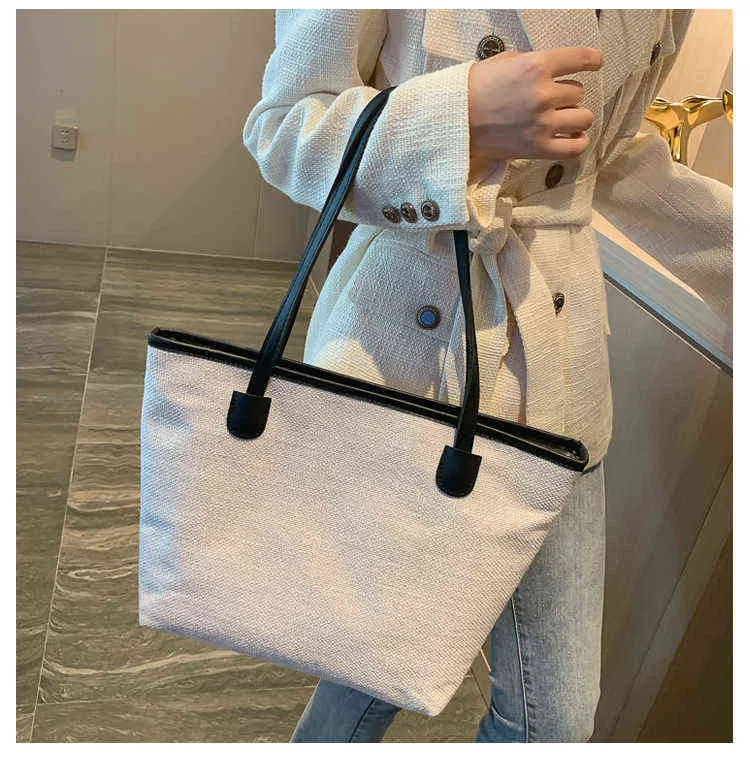 Shopping Bags Korean Fashion Tote Bag With Zipper Simple OL Style Shoulder Bag For Women 2020 New Hand Bag Woman Messenger Bags Bolsa Mujer 220310