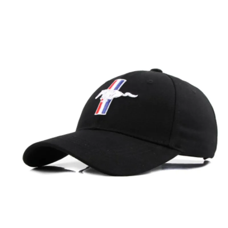Широкие шляпы Brim 2021 Черные бейсбольные кепки спортивные гоночные гонки Мужские солнцезащитные очки Moto Mustang Motocross Motorcycle 3D Embroidery271s