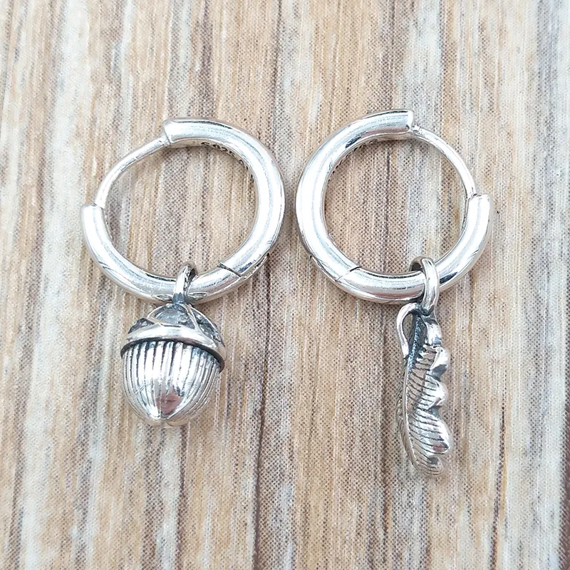 Pandora acorn & discount leaf hoop earrings